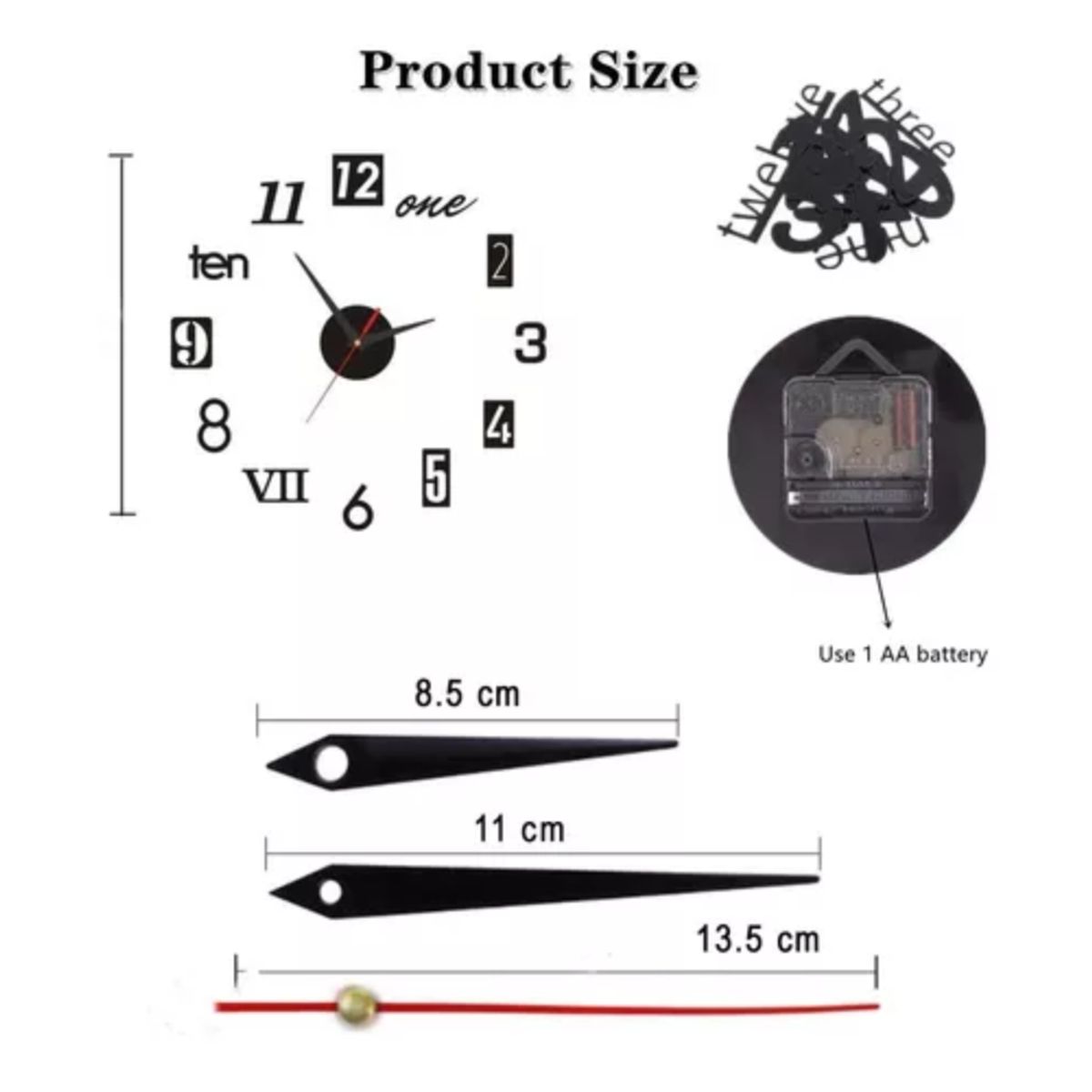 GENERICO - Reloj De Pared Decorativo 3d Grande Diseño Moderno ZH1833