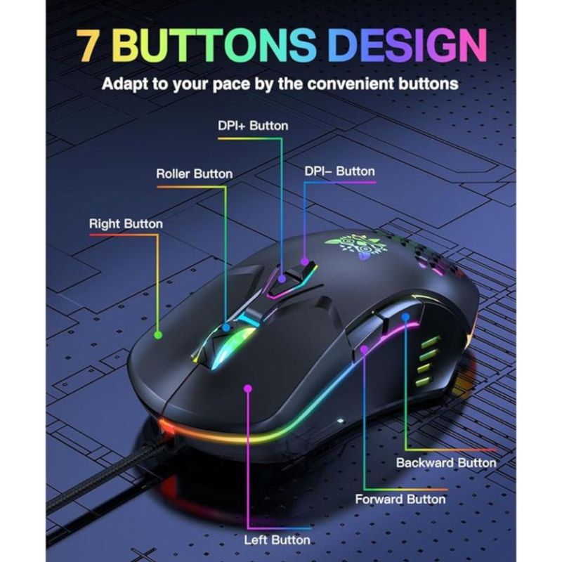 ONIKUMA - Mouse Alambrico Gamer De Juego Onikuma Cw902 Negro