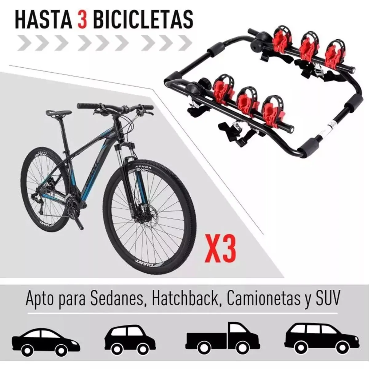 MAGNUX COMPANY - Portabicicletas X3 Soporte Carro Enganche Remolque Trasero