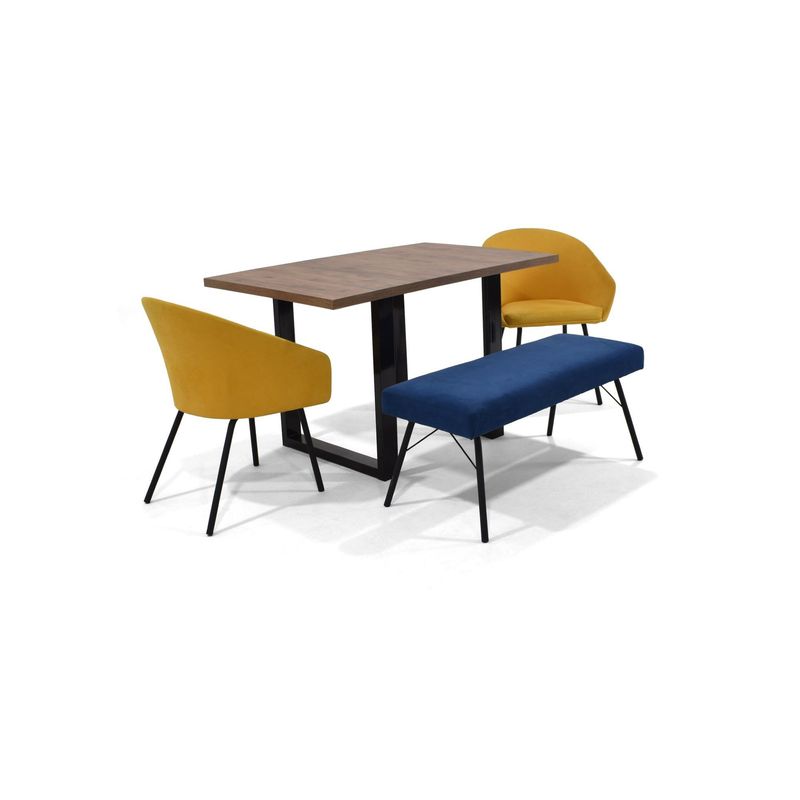 VENECIA - Comedor 4P Marsella con Butaco Cadiz Mostaza Azul