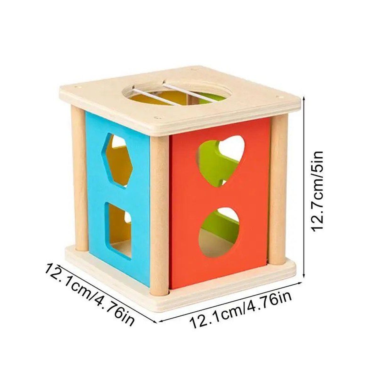 GENERICO - Cubo Didactico De Madera Montessori Con Figuras Geometricas