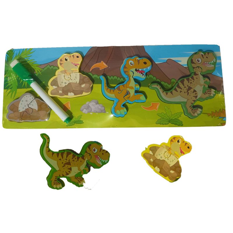 GENERICO - Rompecabezas Madera De Dinosaurios  Marcador Para Niños