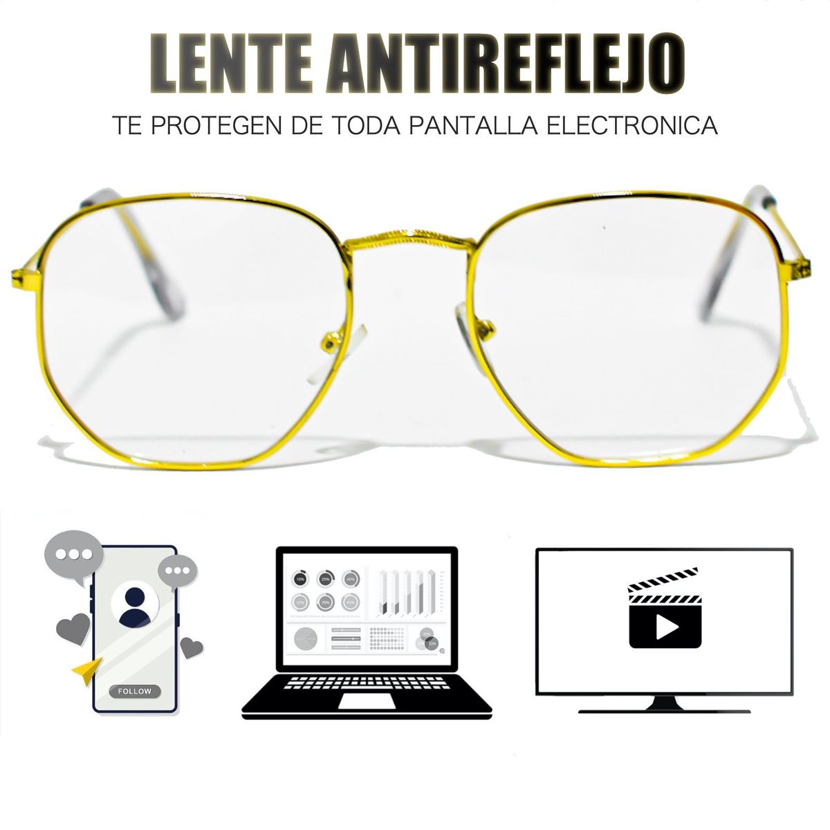 GENERICO - Gafas Fotocromaticas Anti Reflejo Hexagonales Unisex