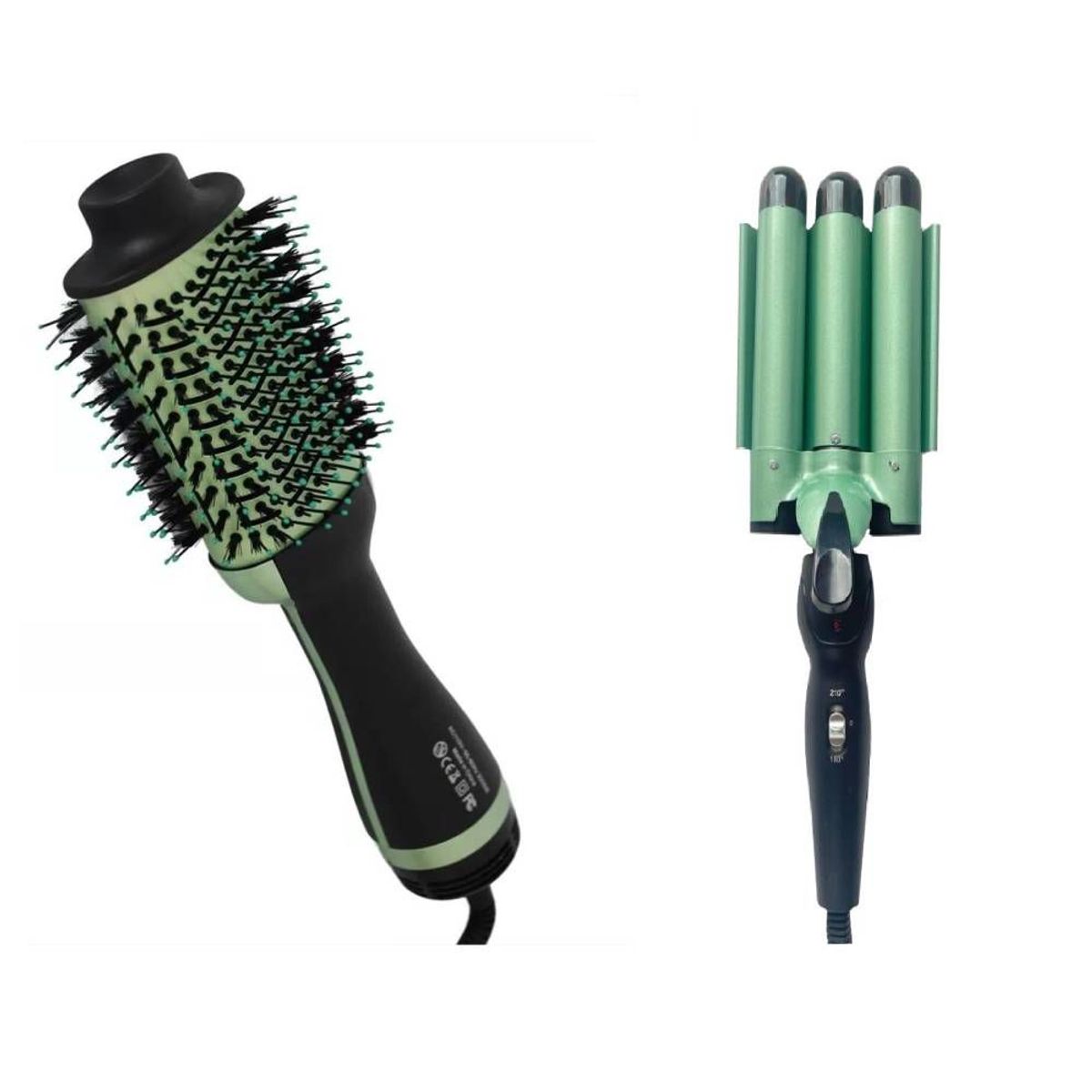 GENERAL - Combo Cepillo Secador  Rizador Ondas De Sirena Aguacate