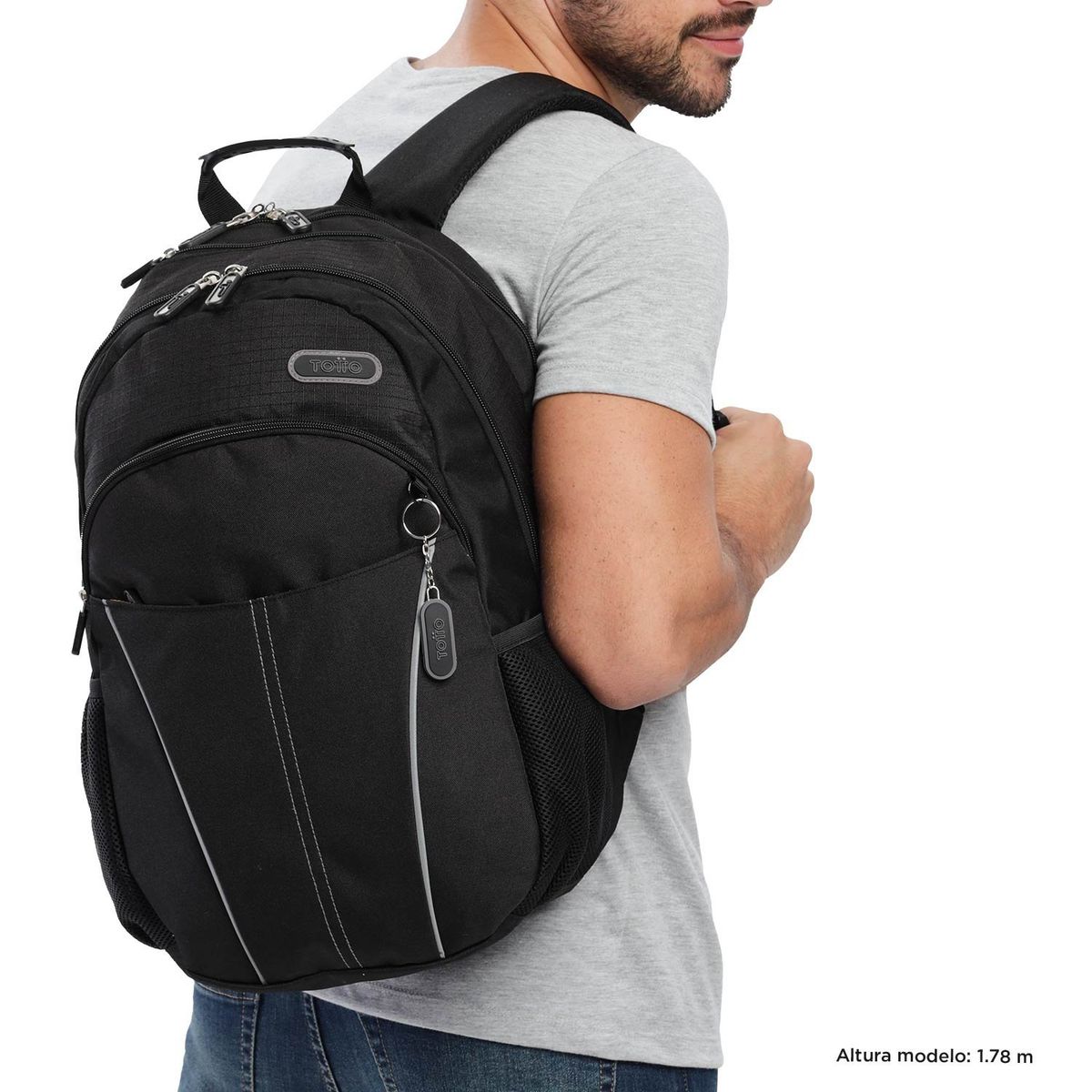 TOTTO - Morral Universitario Porta PC y Tablet 15.4" Cambri Negro Unisex