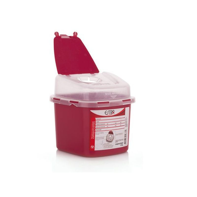 ESTRA - Estra Recipiente Para Residuo Cortopunzantes 1.3 Litros Rojo