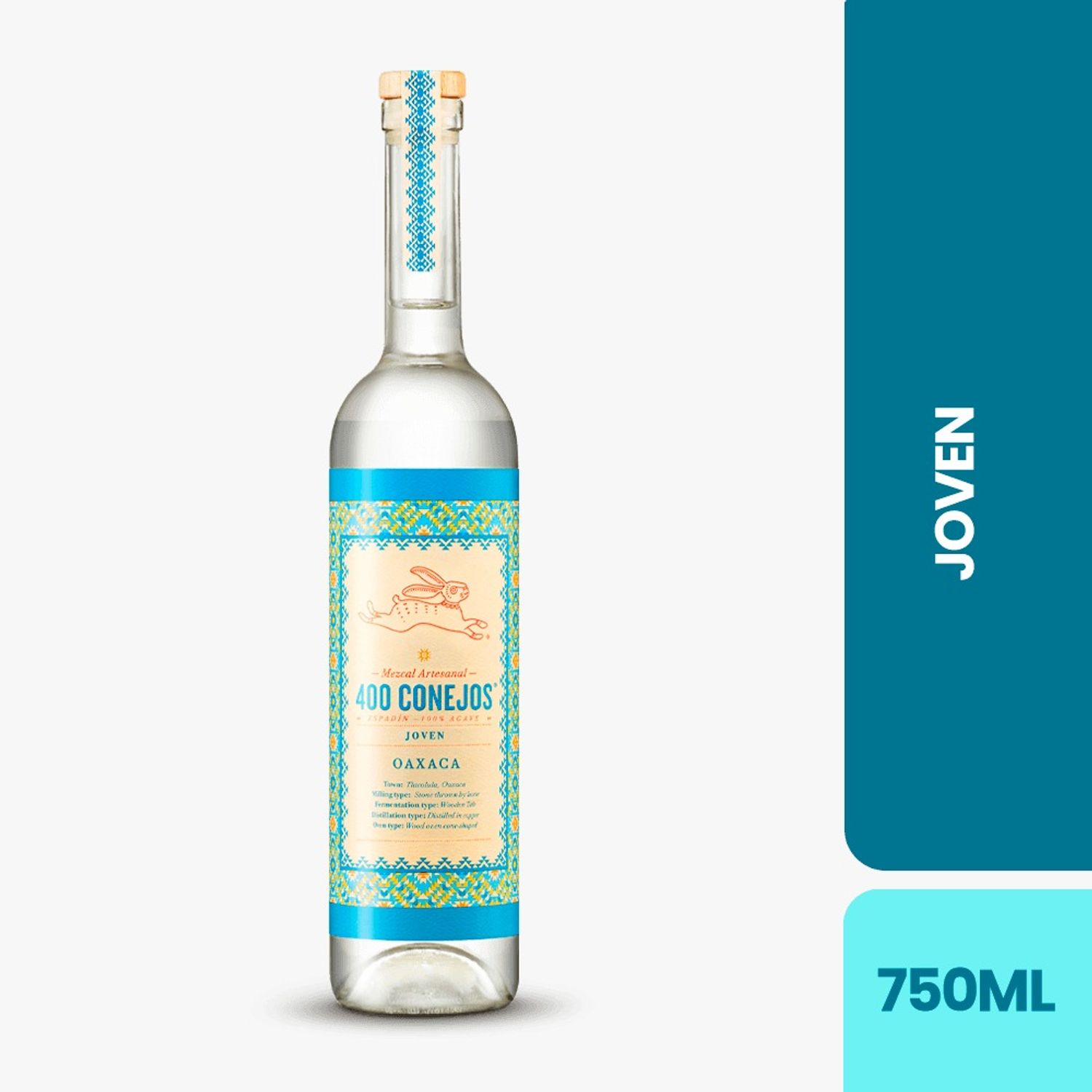 MEZCAL ARTESANAL 400 CONEJOS JOVEN 100 % AGAVE 700 ML GENERICO