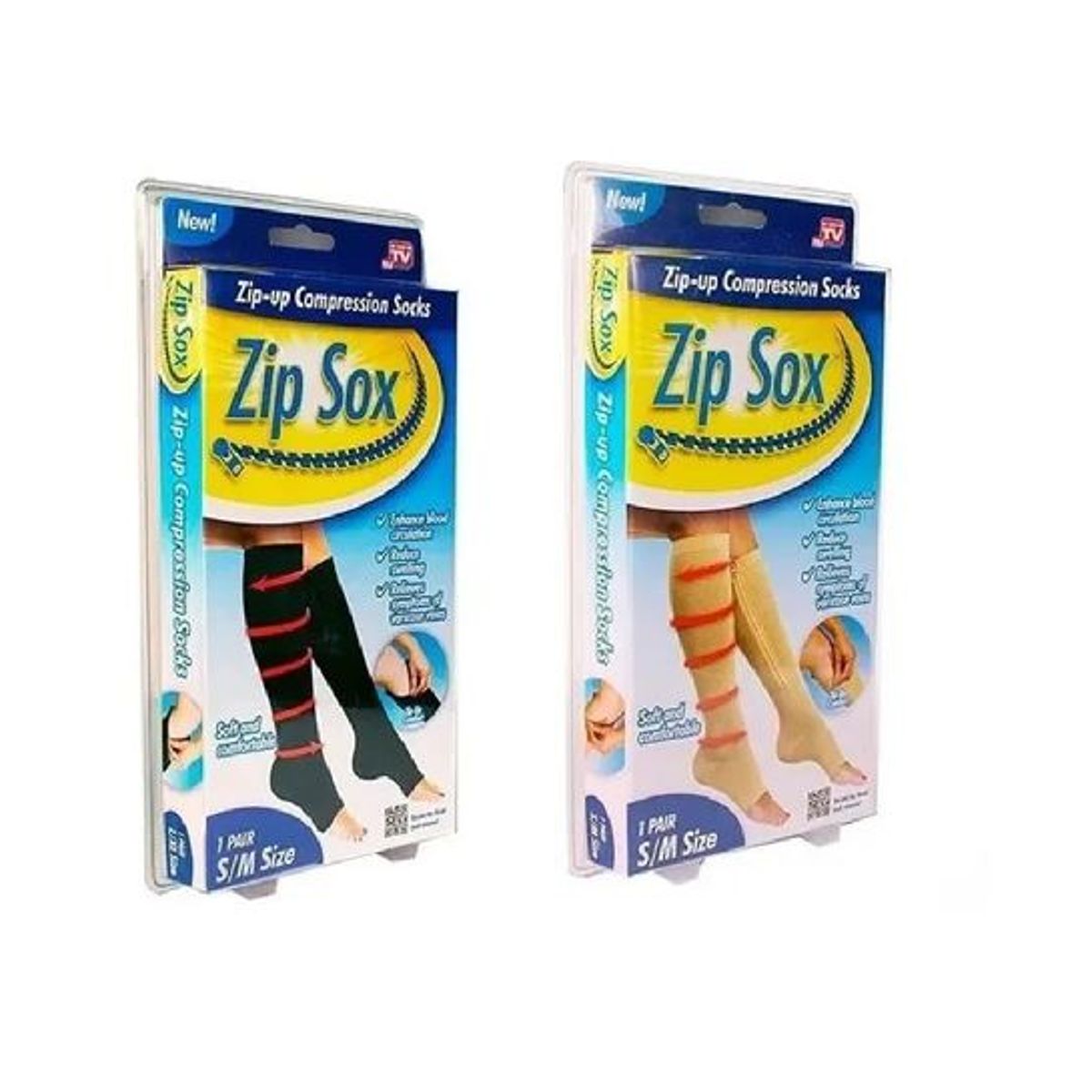 GENERICO - Medias Zip Sox Compresión Anti Varices Cremallera Beige S - M