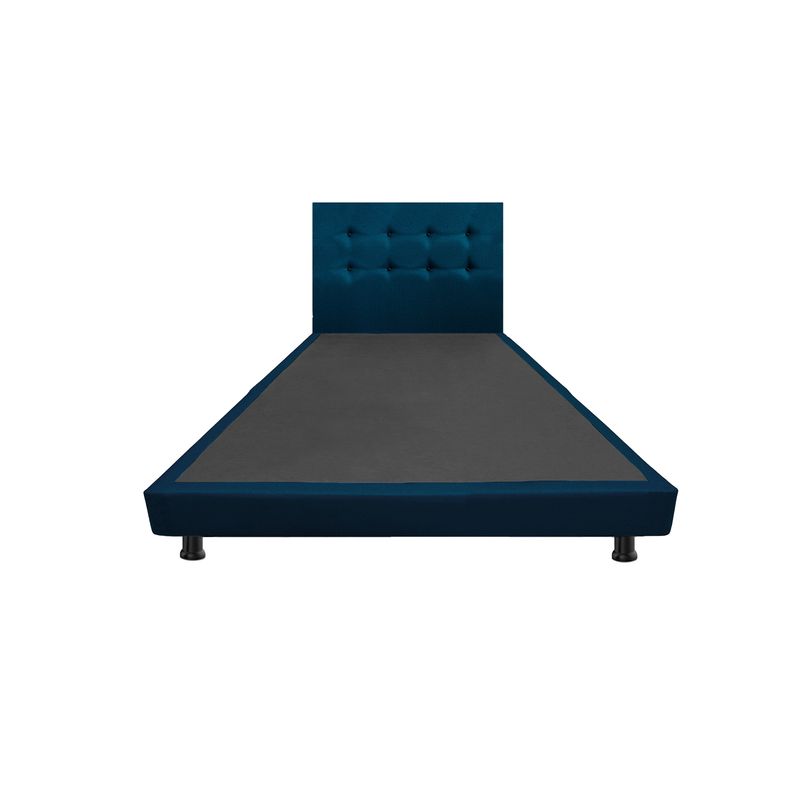 DORMILANDIA - Combo Cabecero y Base Cama Entera Azul Sencillo 100x190 Dormilandia