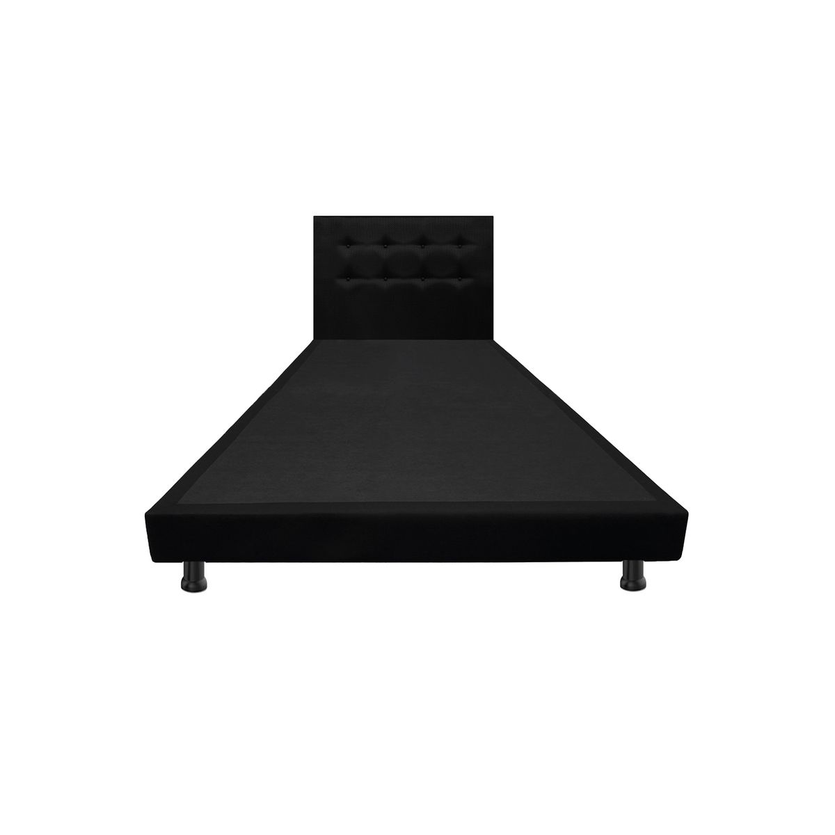 DORMILANDIA - Combo Cabecero y Base Cama Entera Negra Sencillo 100x190 Dormilandia