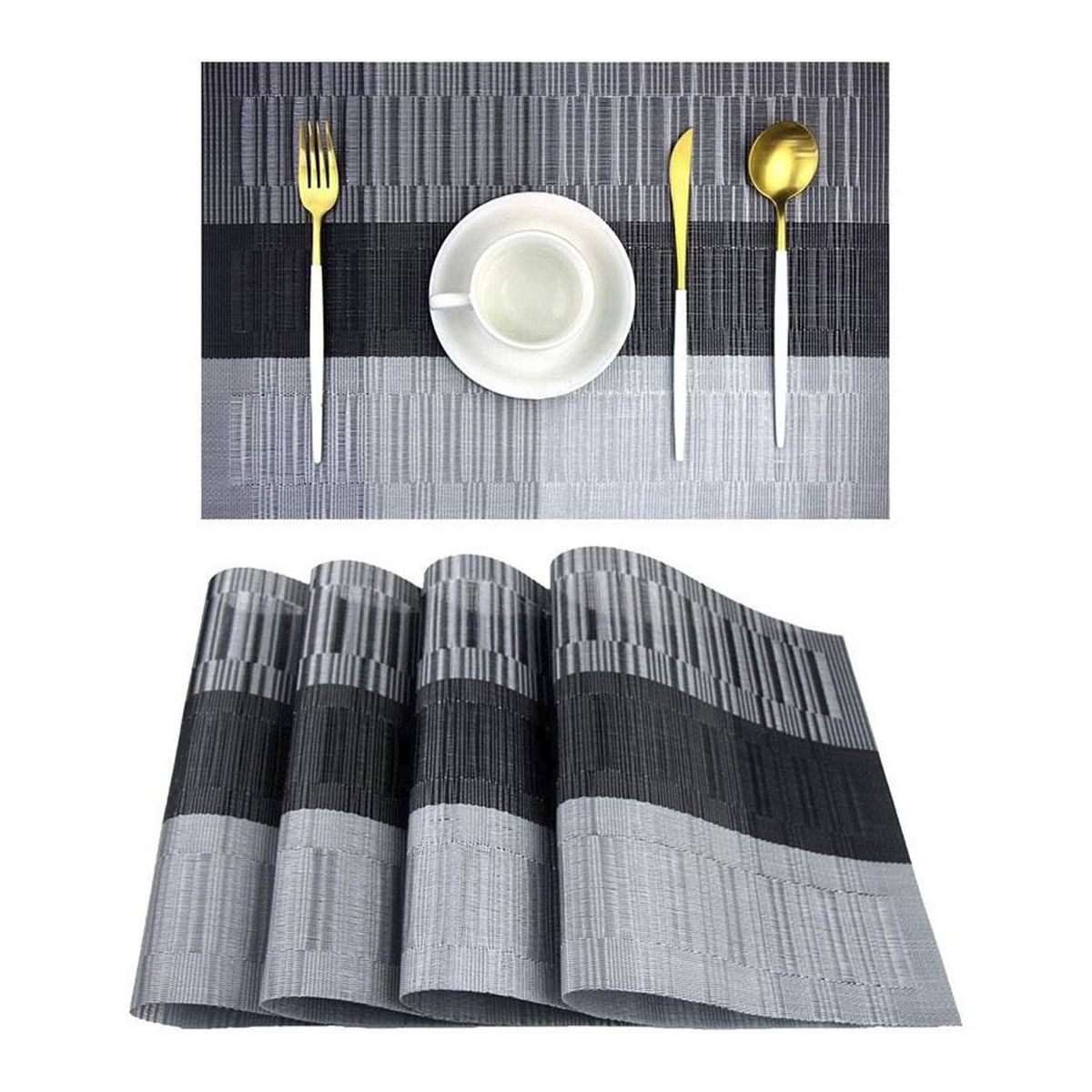 MULTIPLACE COLOMBIA - Individuales para comedor Gris - importados alta calidad 4 puestos-