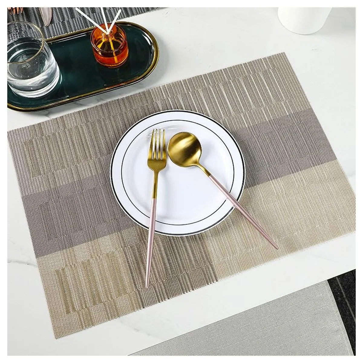 MULTIPLACE COLOMBIA - Individuales para comedor Beige finos importados alta calidad 6 ptos