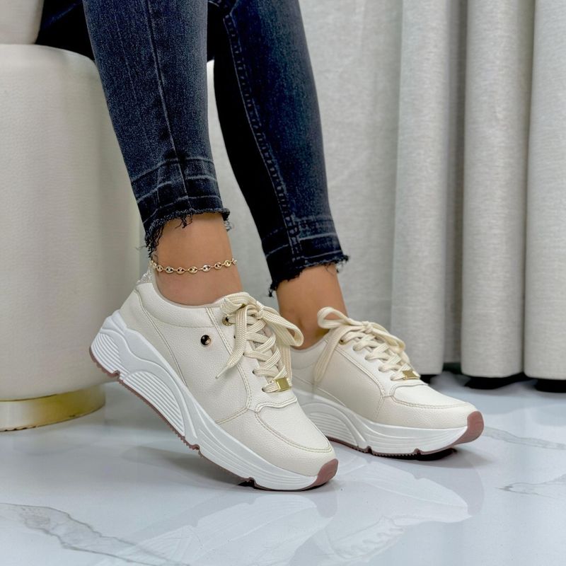GENERICO - Tenis Sport Mujer Plataforma Suela Alta Urbano Dama Casual- Beige