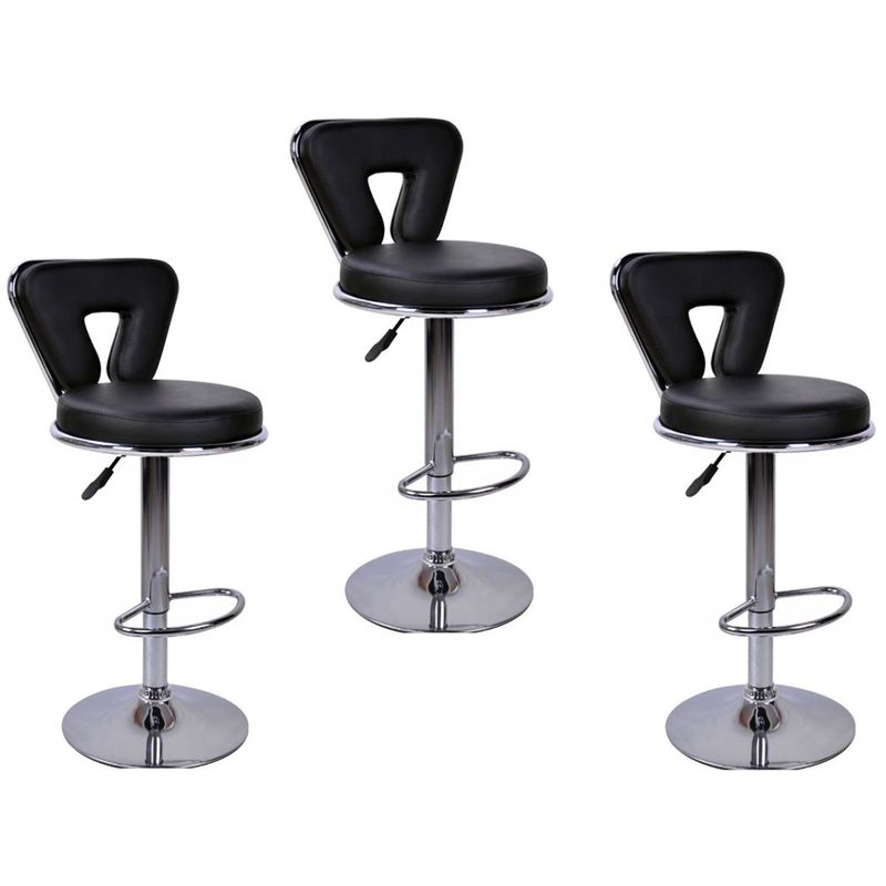 MOBLIHOUSE - Set X3 Silla Barra Espaldar En U Negra Moblihouse