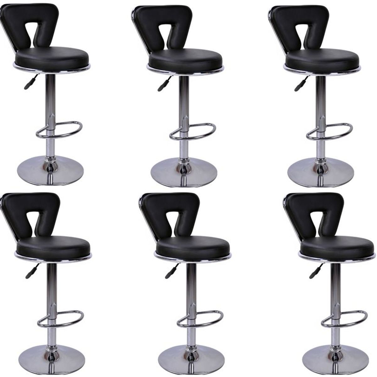 MOBLIHOUSE - Set X6 Silla Barra Espaldar En U Negra Moblihouse