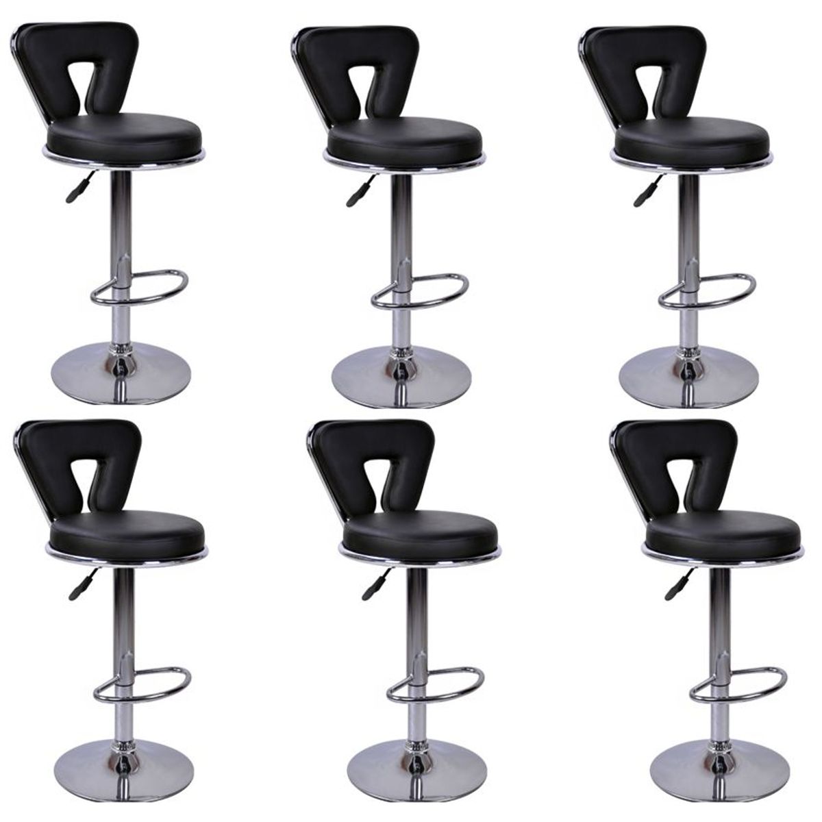 MOBLIHOUSE - Set X6 Silla Barra Espaldar En U Negra Moblihouse