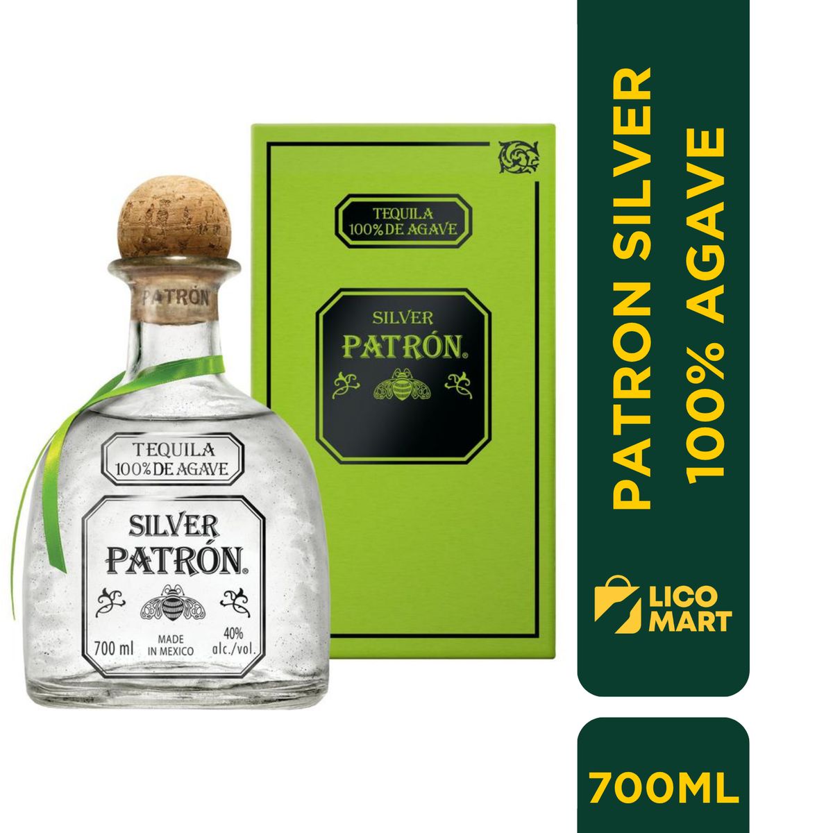 GENERICO - TEQUILA PATRÓN SILVER 100% AGAVE 700 ML