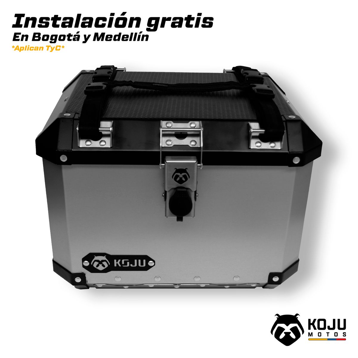 KOJU - Maletero en aluminio para moto-37L con accesorios KOJU
