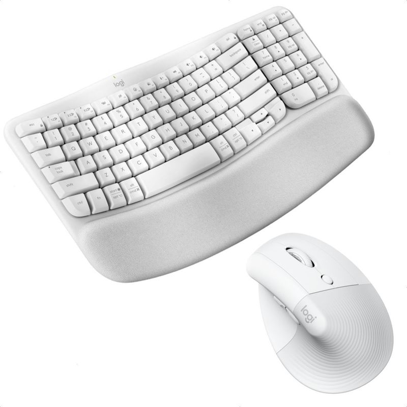 LOGITECH - Combo Ergonómico Logitech Teclado Wave Keys  Mouse Lift Blanco