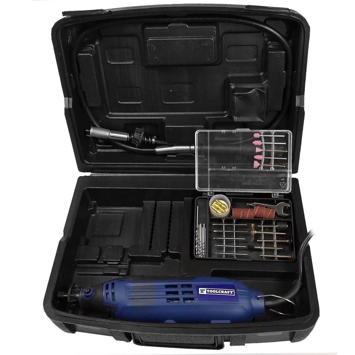 TOOLCRAFT - Mototool Eléctrico 40 Accesorios 150 W Maletín incluye Guaya motortool