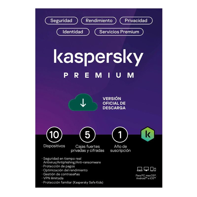 KASPERSKY - Antivirus Kaspersky Premium 10 Dispositivos 1 Año - Digital