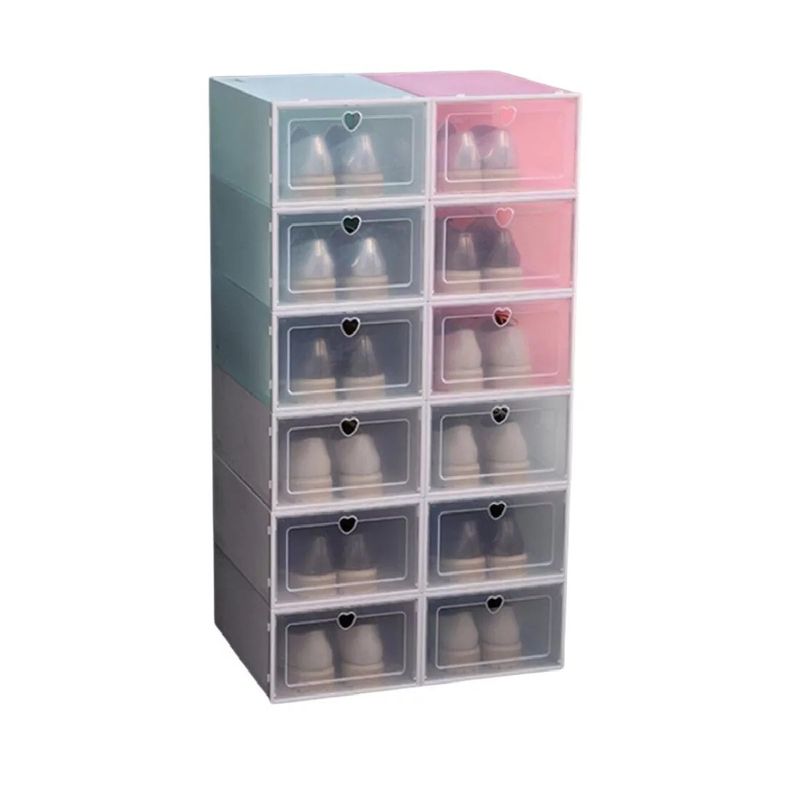 GENERICO - Cajas Organizador De Zapatos Set 4 Zapatero Apilable Negro