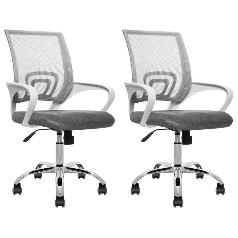 MOBLIHOUSE - Set X2 Silla De Oficina Secretarial Promoción Blanco Gris