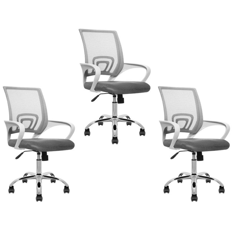 MOBLIHOUSE - Set X3 Silla De Oficina Secretarial Promoción Blanco Gris