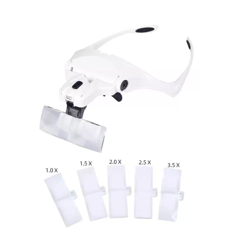 GENERICO - Gafas Lupa Diadema Luz Led + 5 Lentes Aumento + Corre