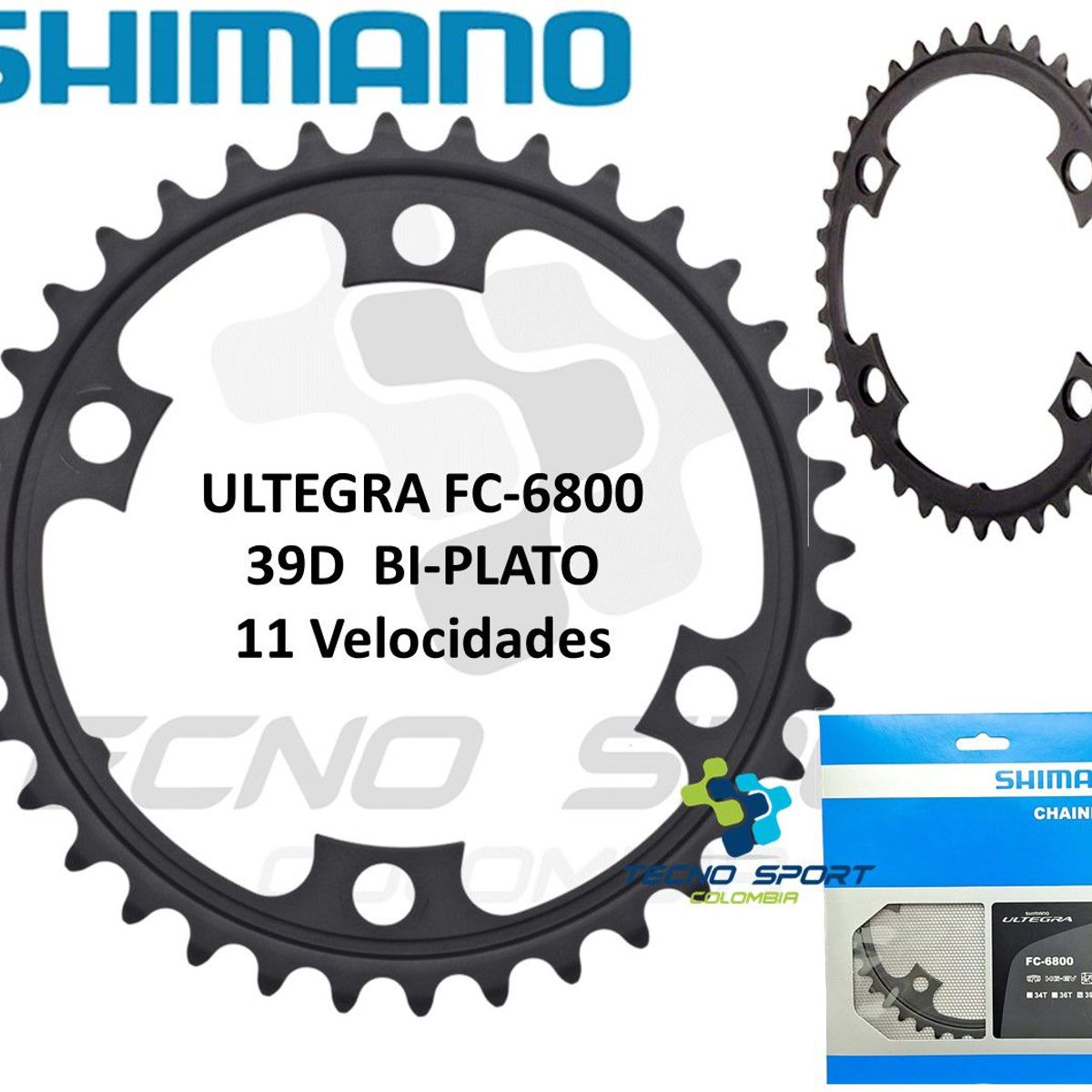 SHIMANO - Plato Coronilla Shimano Ultegra 6800 Biplato 39 Dientes Ruta
