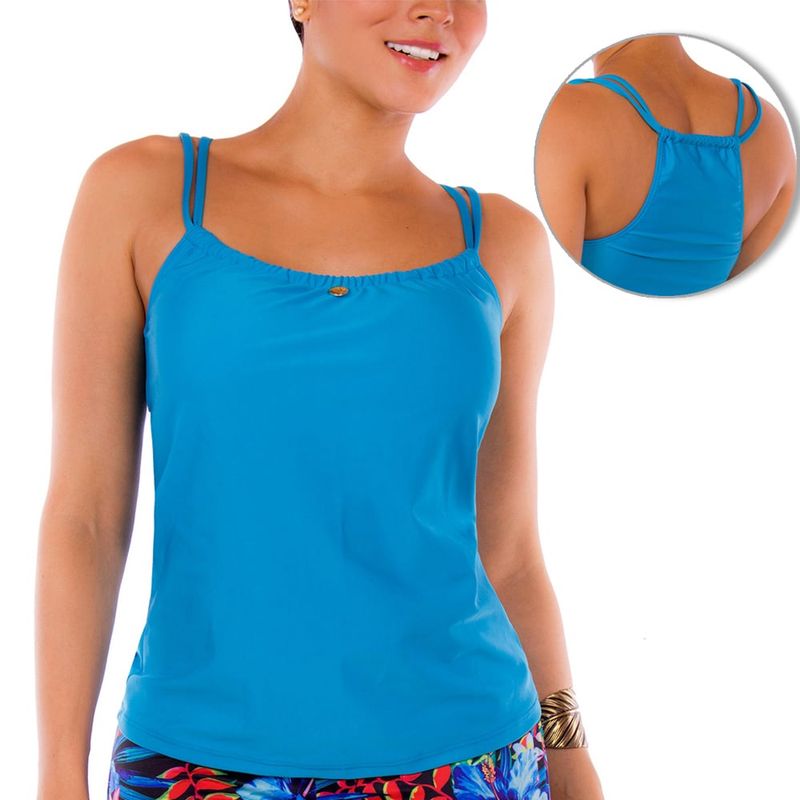 PRAIE - Top de Vestido de Baño PRAIE 1721A Azul Blusa Clásica