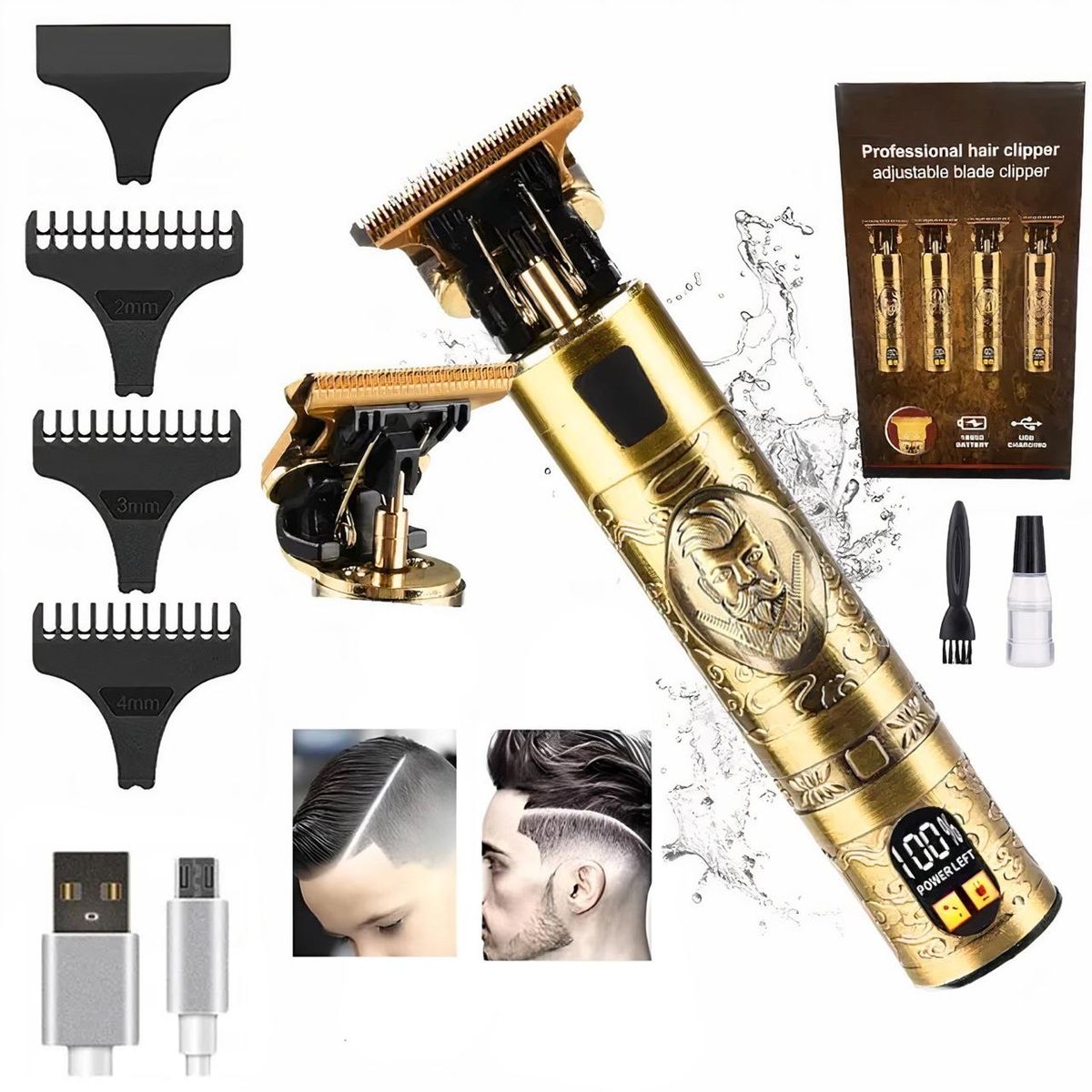 GENERICO - Máquina Cortar Pelo Profesional - Inalámbrico Carga USB-LED Pantalla