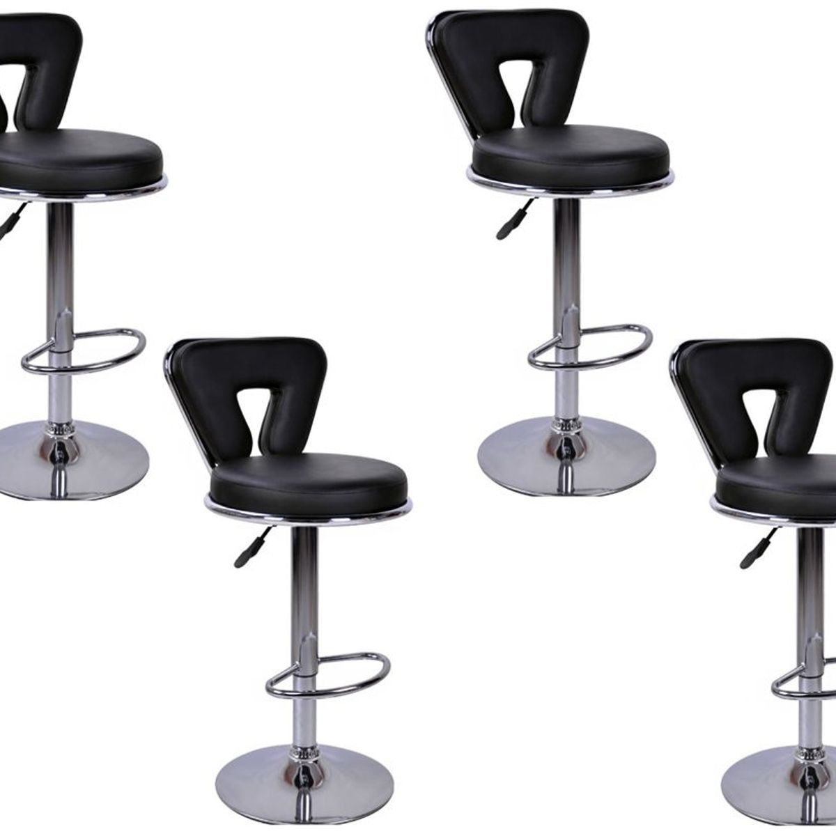MOBLIHOUSE - Set X4 Silla Barra Espaldar En U Negra Moblihouse