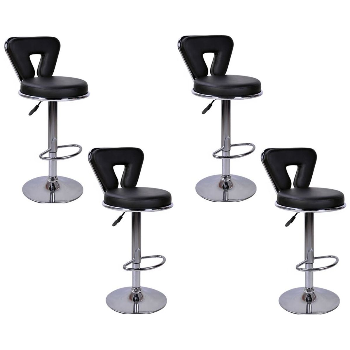 MOBLIHOUSE - Set X4 Silla Barra Espaldar En U Negra Moblihouse