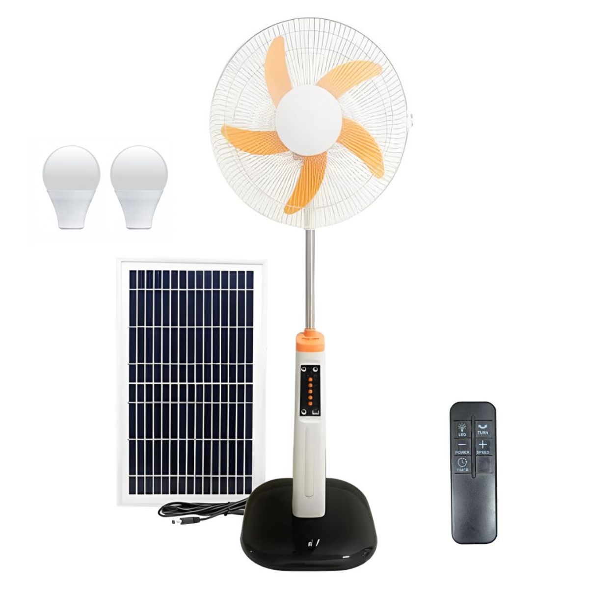 GENERICO - Ventilador Recargable Solar 16 Pulgadas Luz Led Usb Gd8056