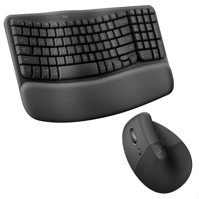 LOGITECH - Combo Ergonómico Logitech Teclado Wave Keys  Mouse Lift Zurdo