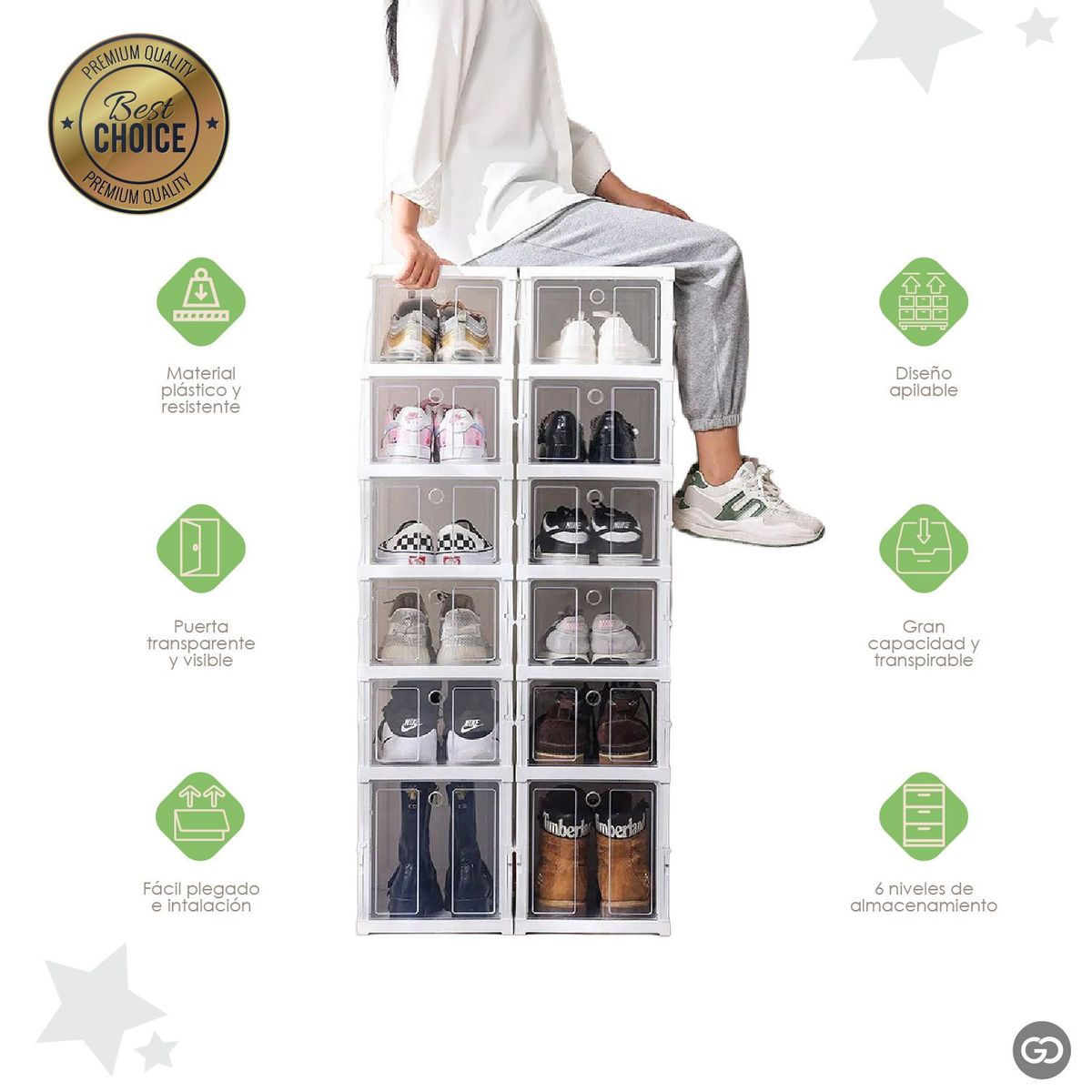 XIONG CHENG - Zapatero Organizador Plegable X6 Almacenamientos Exhibición