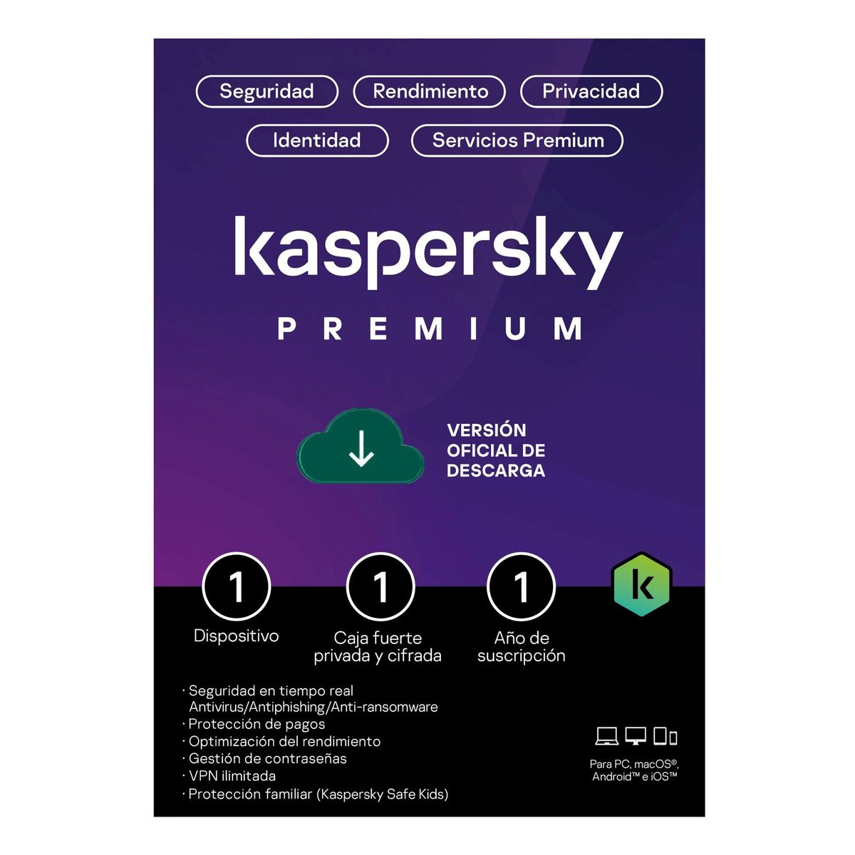 KASPERSKY - Antivirus Kaspersky Premium 1 Dispositivo 1 Año - Digital