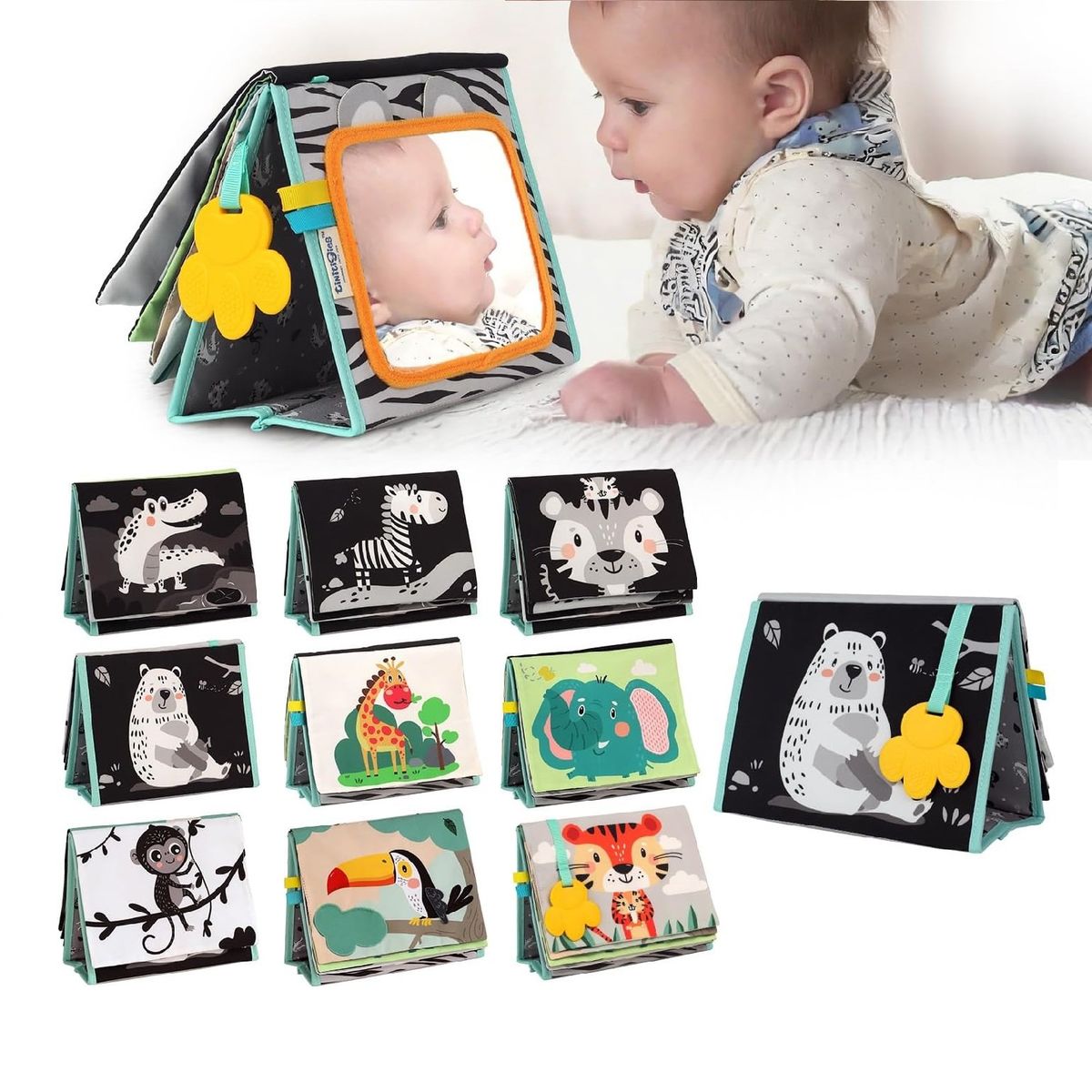 GENERICO - Juguete Montessori Libro Suave Espejo Texturas Para Bebe