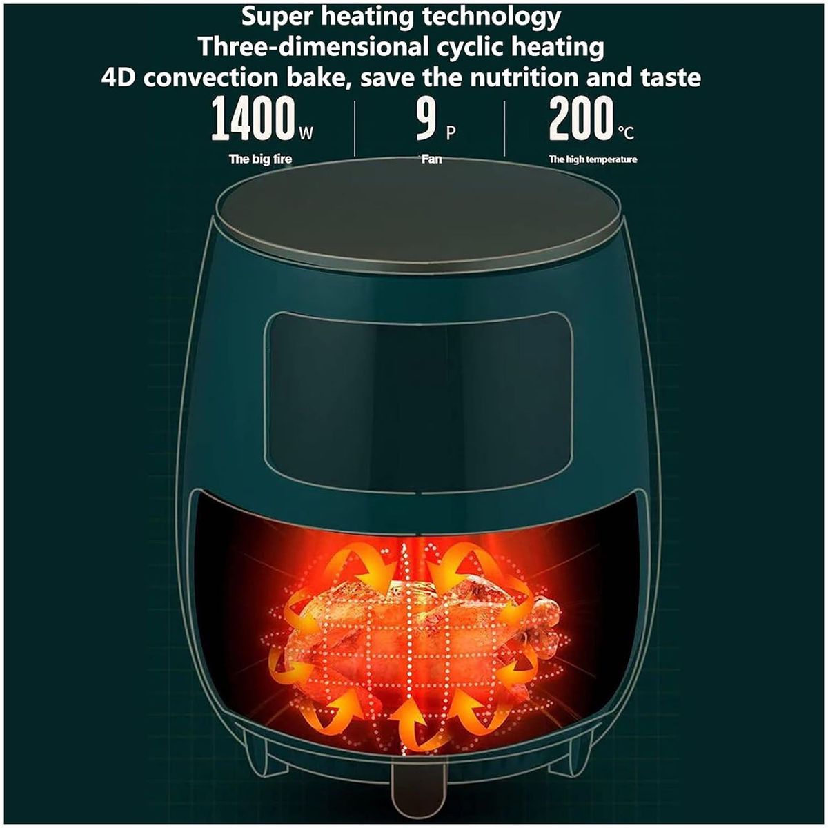 ONE PIXEL - Freidora De Aire Air Fryer 6LTS Pantalla Táctil Sin Aceite