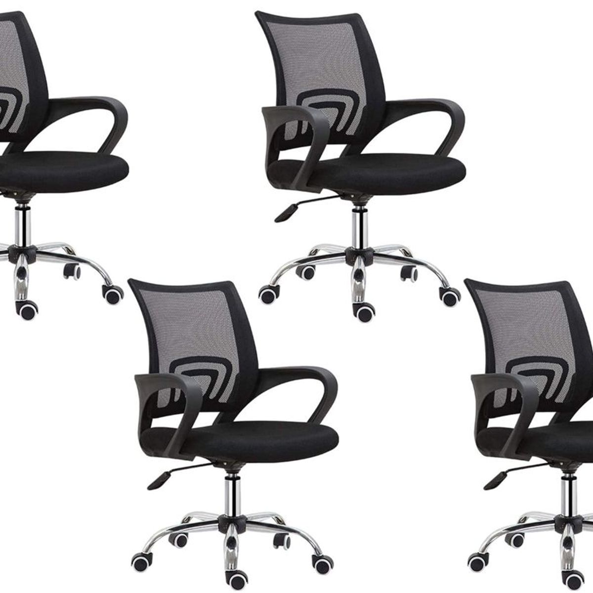 MOBLIHOUSE - Set X4 Silla De Oficina Secretarial Promoción Negra