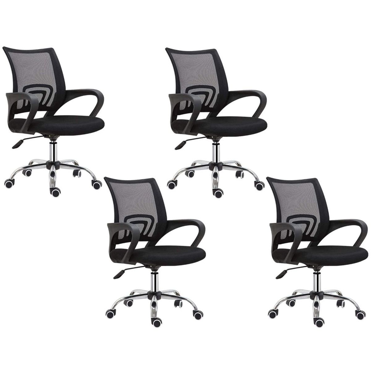 MOBLIHOUSE - Set X4 Silla De Oficina Secretarial Promoción Negra