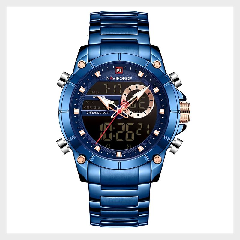 NAVIFORCE - Reloj Naviforce de Caballero Doble Hora Original  Resistente agua