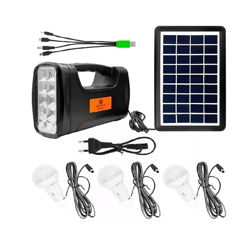 GENERICO - Kit Panel Solar Camping 3 Lampara Led Usb Charge