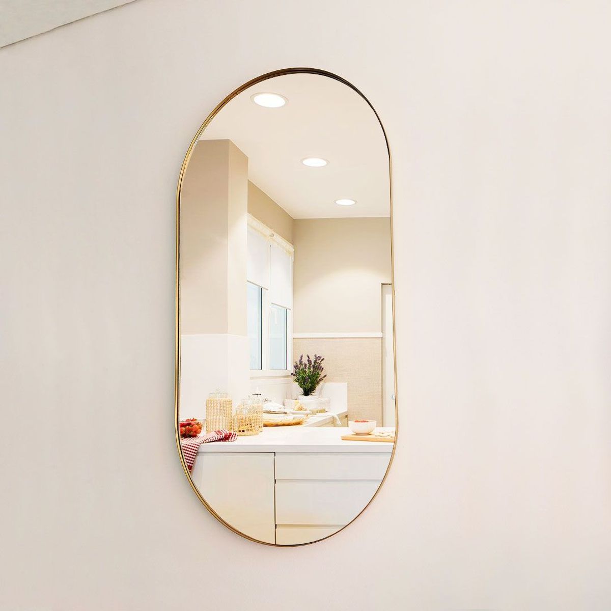 ALIK DISEÑO - Espejo Ovalado Decorativo Con Marco Metálico Dorado 60x120cm