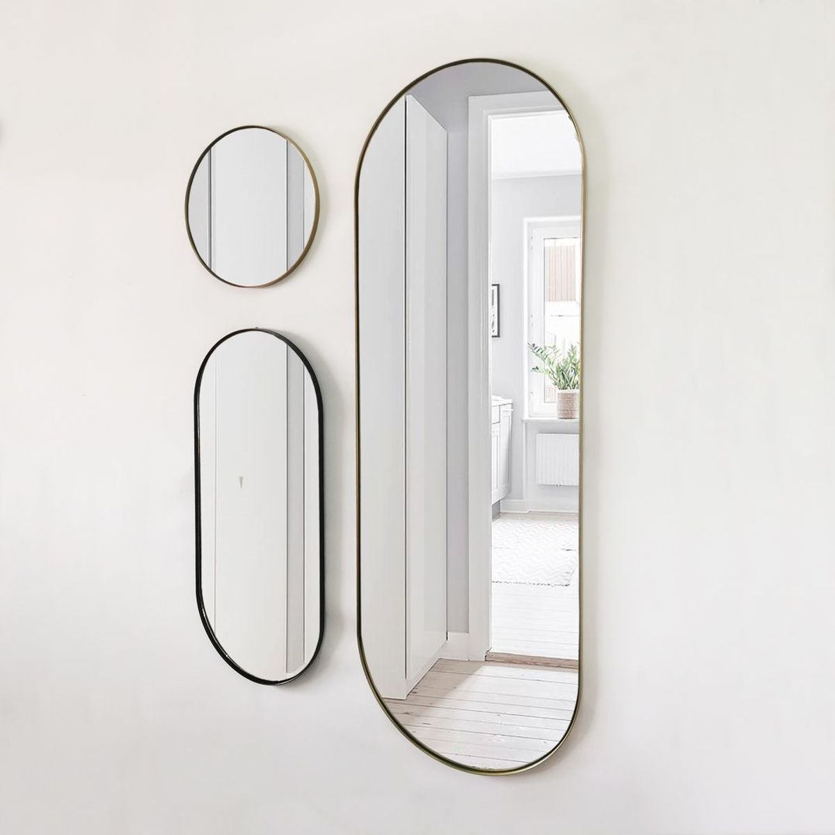 ALIK DISEÑO - Espejo Ovalado Decorativo Con Marco Metálico Dorado 60x120cm