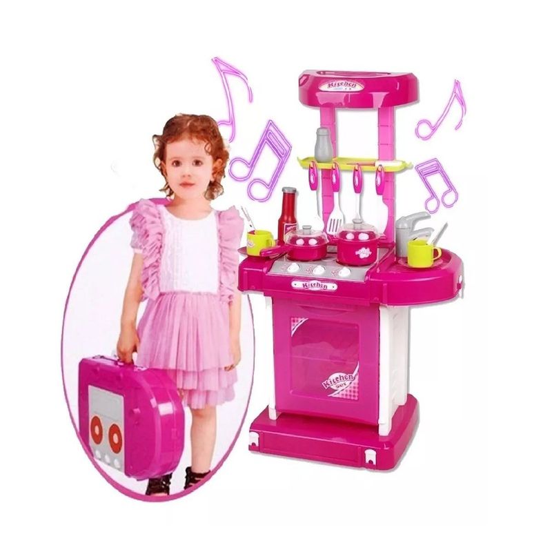 GENERICO - Cocina Infantil Para Niños Y Niñas Tiene Luces Sonidos Color Rosa