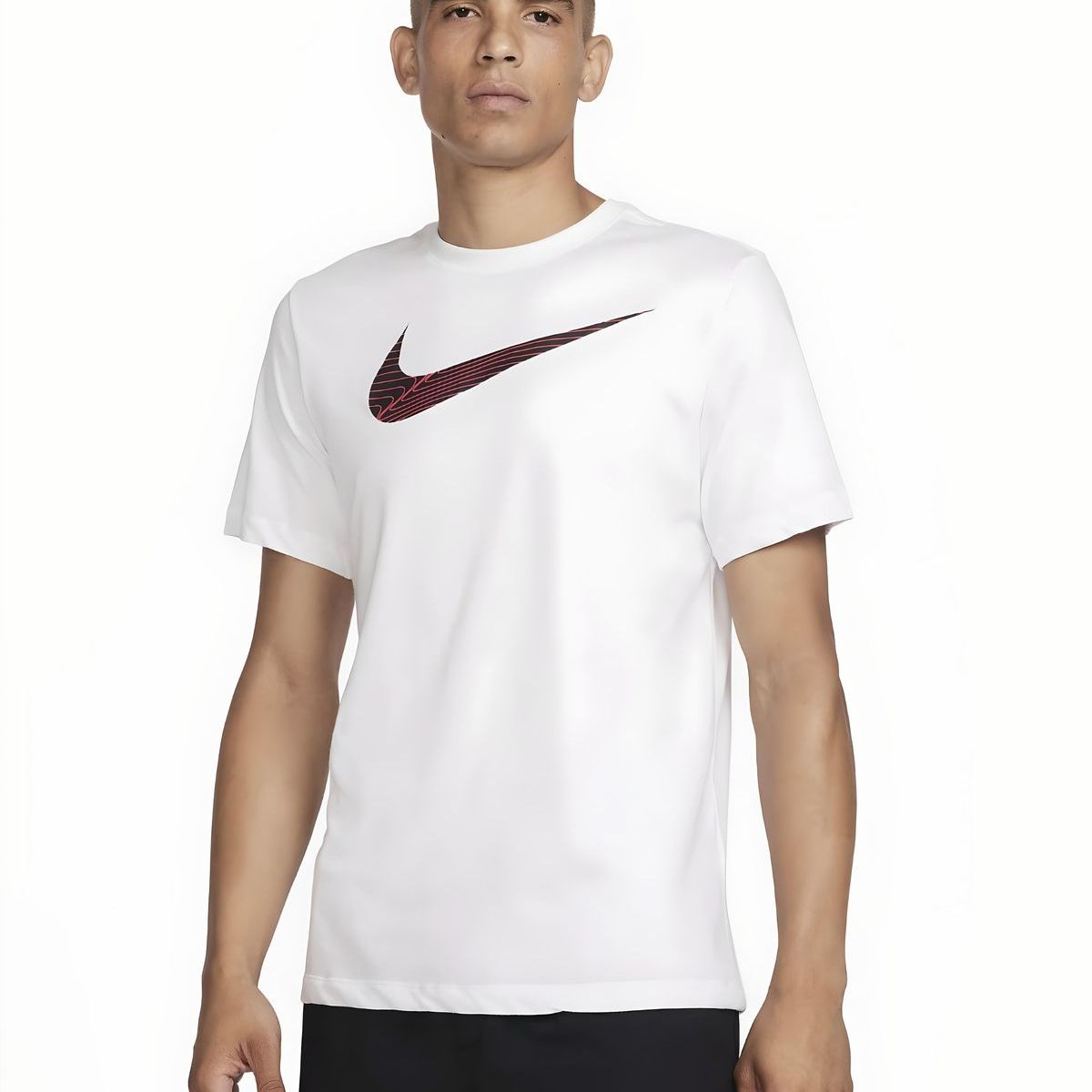 NIKE - CAMISETA NIKE HOMBRE DRI-FIT FITNESS BLANCO ROJO