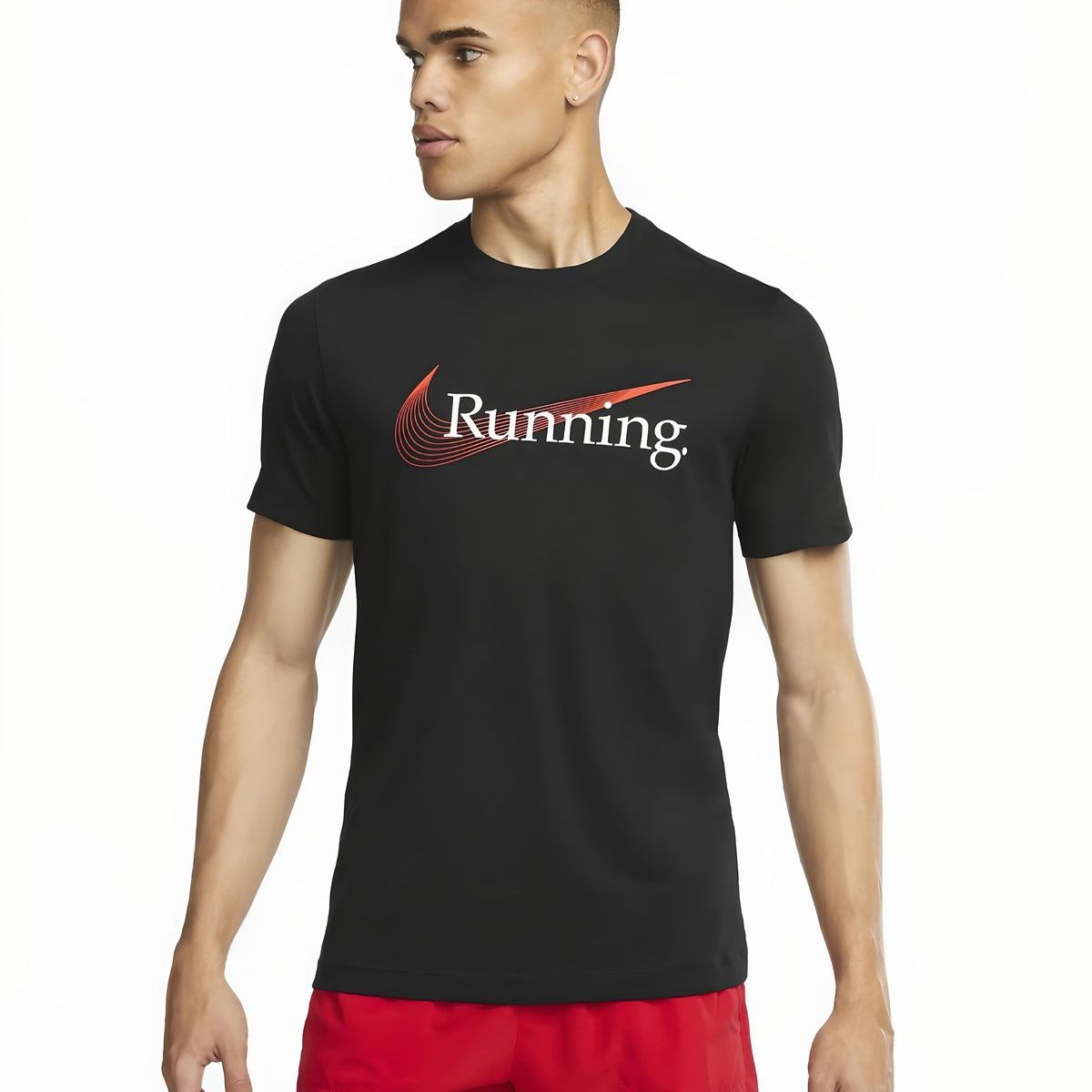 NIKE - CAMISETA NIKE HOMBRE RUNNING DRI-FIT NEGRO ROJO