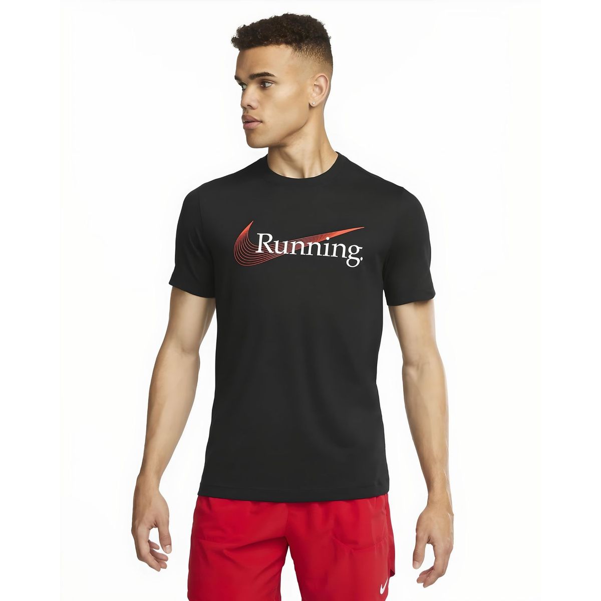 NIKE - CAMISETA NIKE HOMBRE RUNNING DRI-FIT NEGRO ROJO